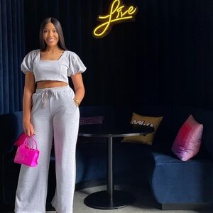 Two Piece Gray Set Size S,M,L